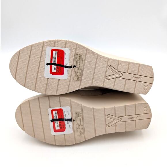 Vionic Skylar Ankle Wedge Boots Side Zip Women's Oatmeal Suede Size US5 EU35 - Picture 8 of 10